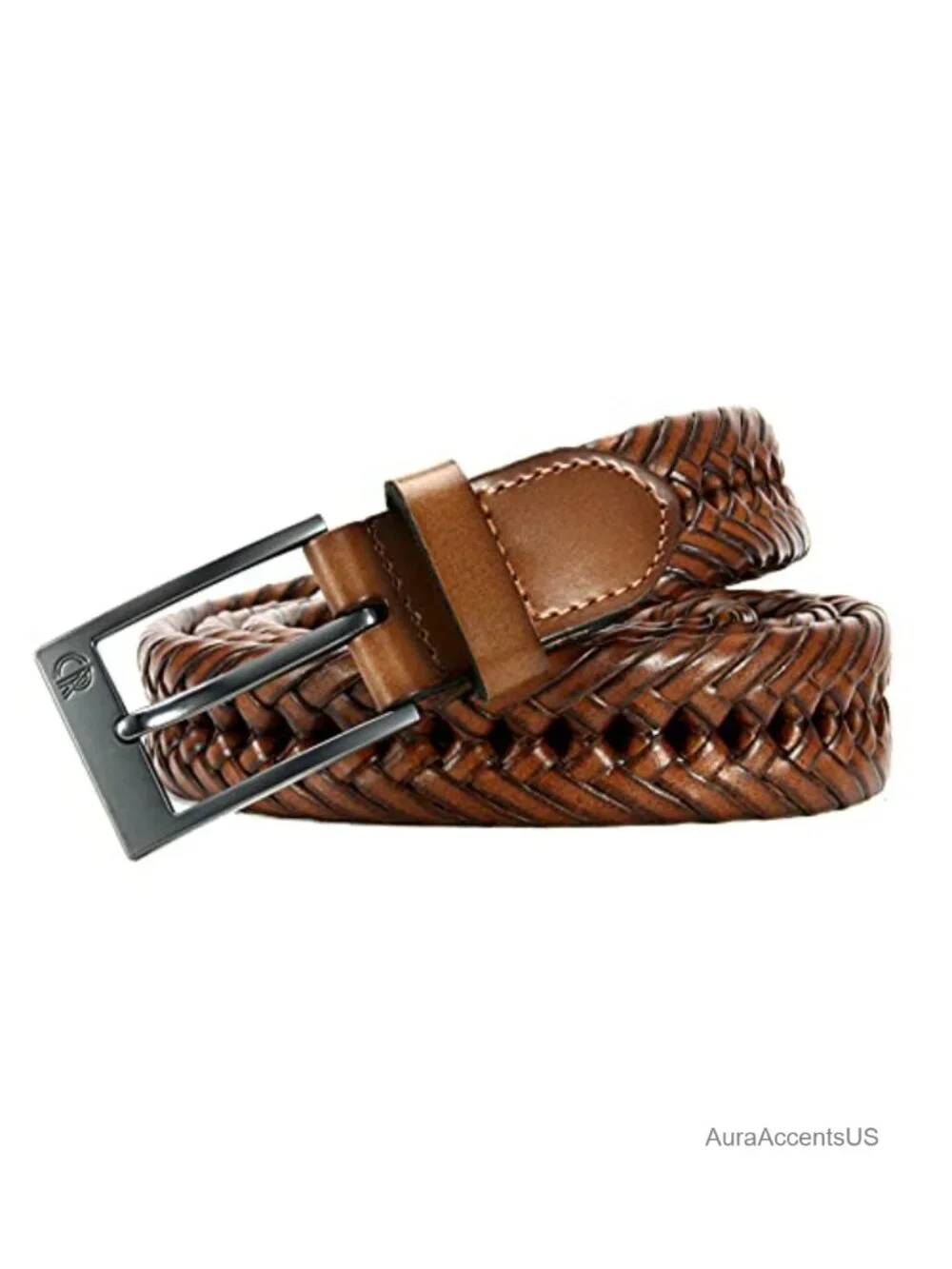 Genuine Leather Woven Braided Belt - Adjustable, Dress & Casual